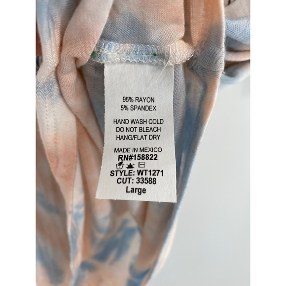 Wst Cst NWT Lightning Tiger Tie Dye Short Sleeve Crew Neck Tee Blue Pink L New - Picture 3 of 7